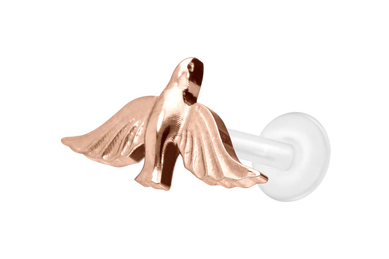 PTFE Labret Piercing mit Innengewinde + Titan-Aufsatz TAUBE